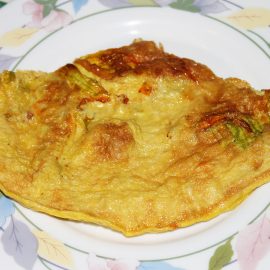 Omelet with pumpkin flowers